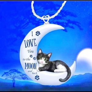 Crescent Moon Cat Necklace